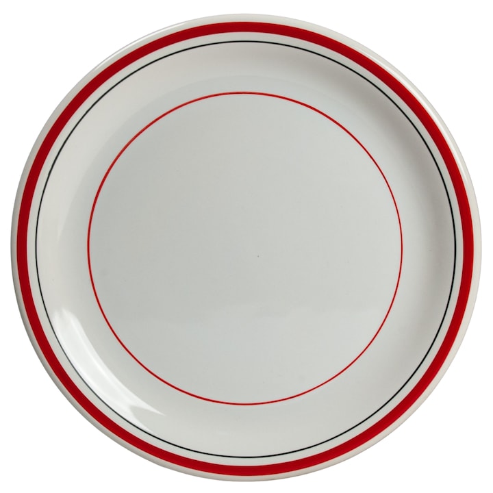 Arktik fehér piros és fekete csíkokkal díszített, 20 cm-es Cesiro deszert tányér