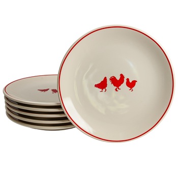 Set 6 farfurii intinse, Cesiro, Ø 26 cm, Alb Pur cu decor Pasari Set 6 farfurii intinse, Cesiro, Ø 26 cm, Alb Pur cu decor Pasari