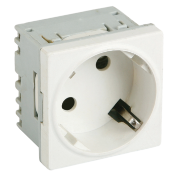 Priza modulara Schuko cu impamantare, Alb - DLX DLX-245-45 Priza modulara Schuko cu impamantare, Alb - DLX DLX-245-45