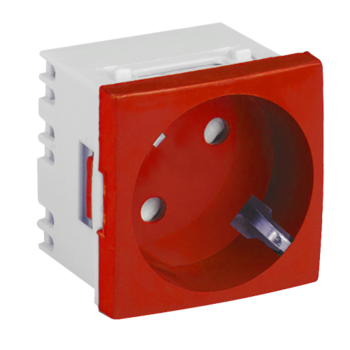 Priza modulara Schuko cu impamantare, Rosu - DLX DLX-245-46 Priza modulara Schuko cu impamantare, Rosu - DLX DLX-245-46