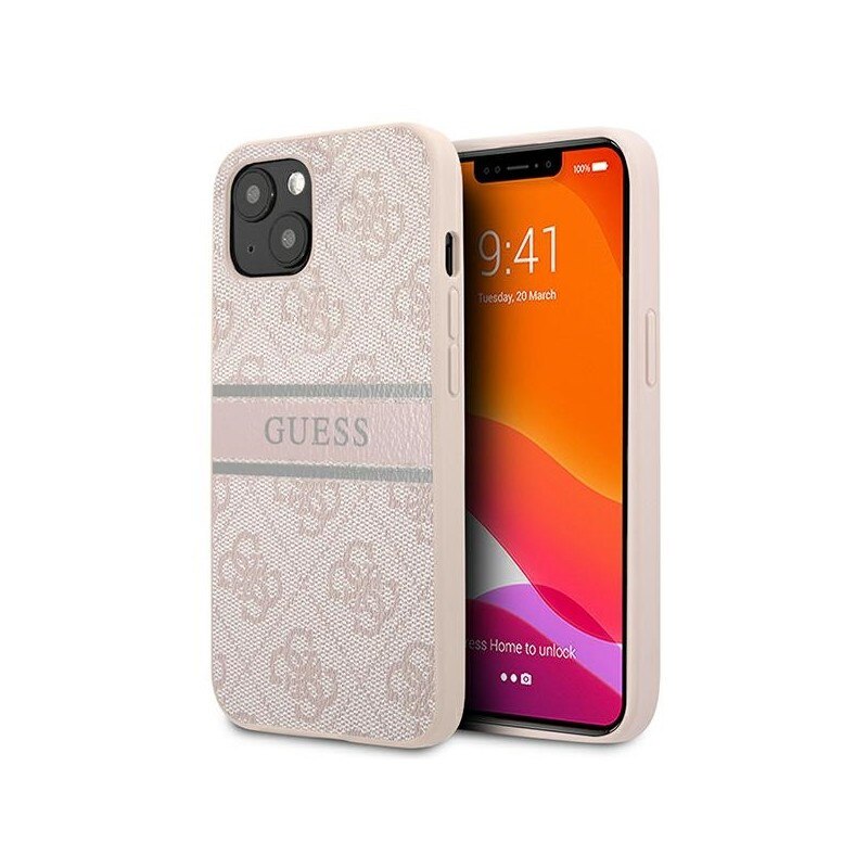 Husa Spate Guess Compatibila Cu iPhone 13 Mini, Colectia 4G Stripe Roz - 9023676