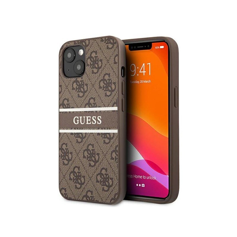 Husa Spate Guess Compatibila Cu iPhone 13 Mini, Colectia 4G Stripe Maro - 9023638