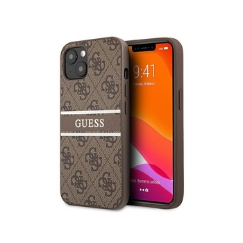 Husa Spate Guess Compatibila Cu iPhone 13 Mini, Colectia 4G Stripe Maro - 9023638 Husa Spate Guess Compatibila Cu iPhone 13 Mini, Colectia 4G Stripe Maro - 9023638