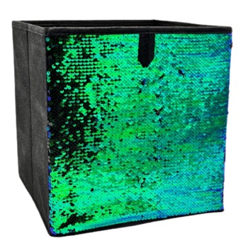 Cutie depozitare pliabila cu Paiete, 28 x 28 x 28 cm , verde Cutie depozitare pliabila cu Paiete, 28 x 28 x 28 cm , verde