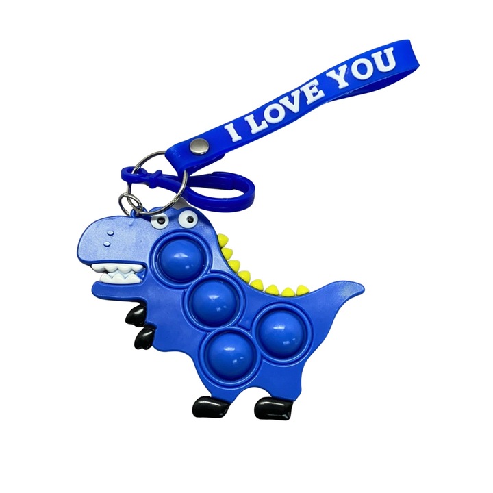 Flippy Pop It Now és Flip It Szilikon stresszoldó játék Egyszerű gödrös dinoszaurusz kulcstartó kék