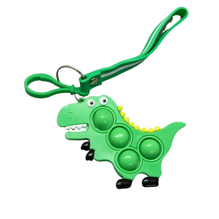 Силиконова антистрес играчка, Flippy, Pop It Now and Flip It, Simple Dimple, Keychain, Dinosaur, Green