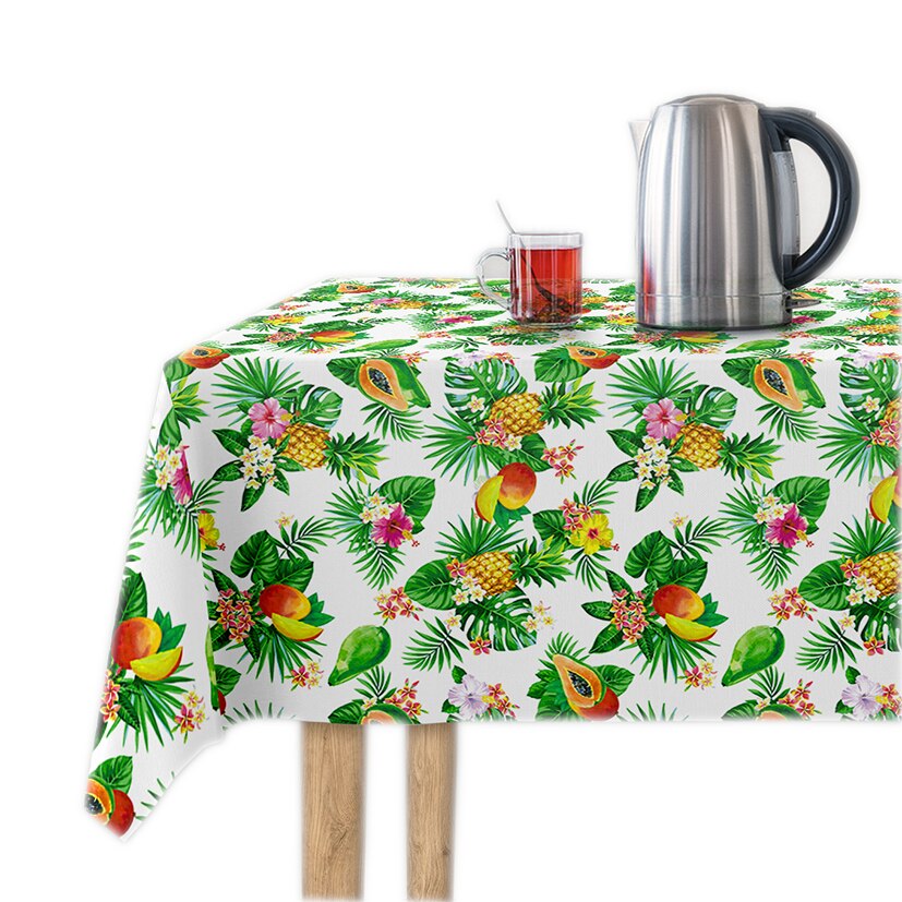 Fata de masa impermeabila, Casa de bumbac, Papaya, diametru 140 cm, multicolor