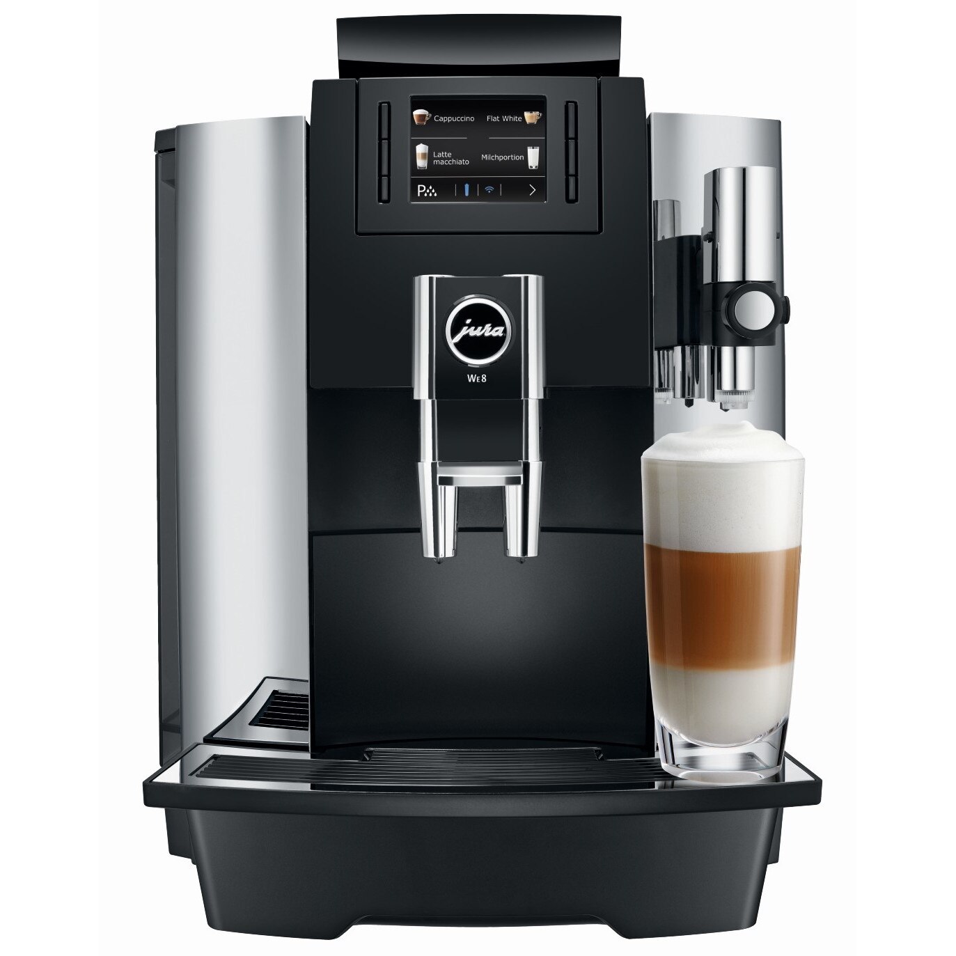 Espressor automat profesional JURA WE8 2019, 16 specialitati One Touch, tehnologie P.E.P.®, afisaj TFT, 15 bari, 3 l, 500 gr, Crom