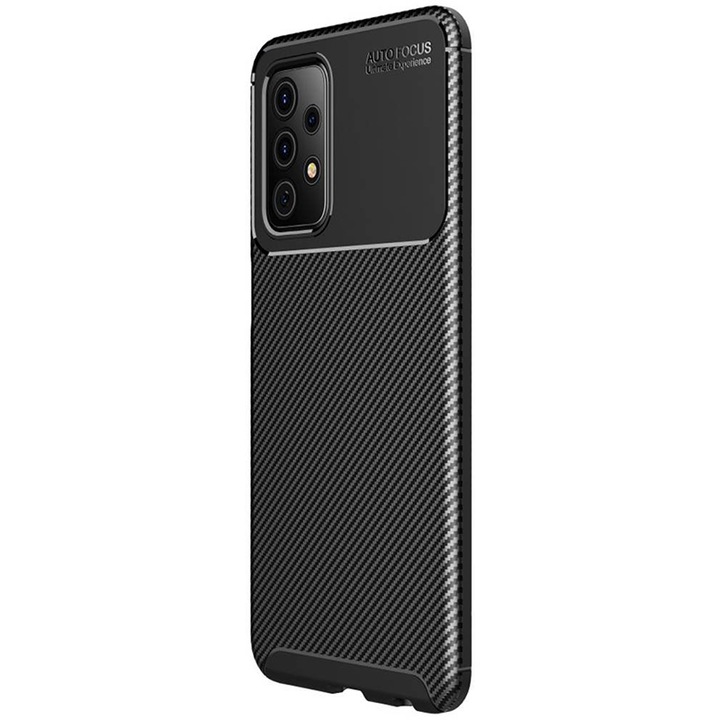 Szilikon TPU tok Samsung Galaxy A52 5G telefonhoz, Új Carbon Design, Aziao Tech Ultra Protect, Anti-Shock, Fekete