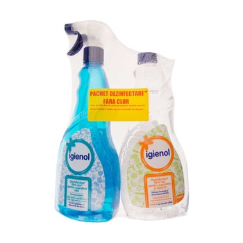 Set Igienol Trigger Dezinfectant suprafete 750ml pompa si rezerva Igienol Clear Multi-Action Disinfectant 750 ml Set Igienol Trigger Dezinfectant suprafete 750ml pompa si rezerva Igienol Clear Multi-Action Disinfectant 750 ml