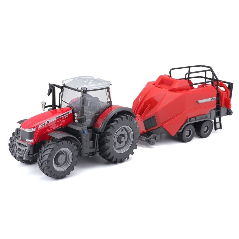 Macheta Tractor Massey Ferguson cu utilaj de fan - 1/50 Bburago