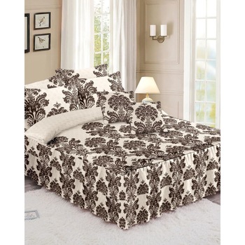 Lenjerie Finet Satinat cu Volanase, 6 Piese, Pat 2 Persoane, Adela, FNVC-91 Lenjerie Finet Satinat cu Volanase, 6 Piese, Pat 2 Persoane, Adela, FNVC-91