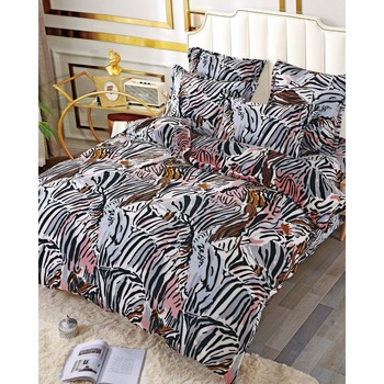 Set Lenjerie Pufoasa Cocolino cu 2 Fete, Pat 2 Persoane, 6 Piese, Dungi Negre, LCJ6-31 Set Lenjerie Pufoasa Cocolino cu 2 Fete, Pat 2 Persoane, 6 Piese, Dungi Negre, LCJ6-31