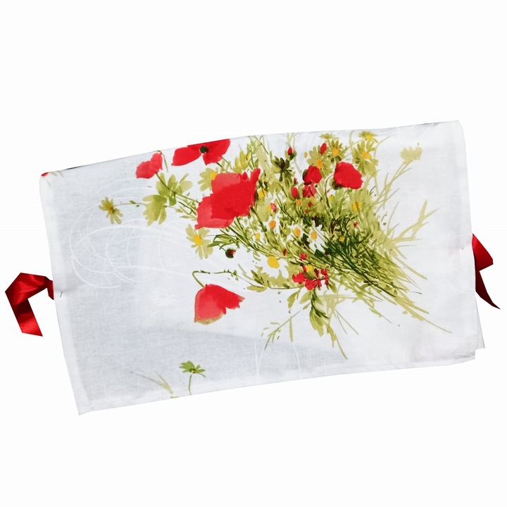 Husa scaun MCF traditional flori de camp bumbac prindere laterala 25x40cm