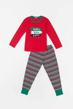 Sofiaman, Pijama de bumbac cu tematica de Craciun, rosu, verde marin, alb Sofiaman, Pijama de bumbac cu tematica de Craciun, rosu, verde marin, alb