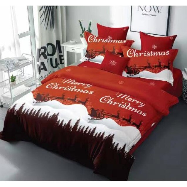 Set Lenjerie de pat dublu 4 piese, Craciun, Pucioasa, 230 x 250 cm, Elvo EXMS12