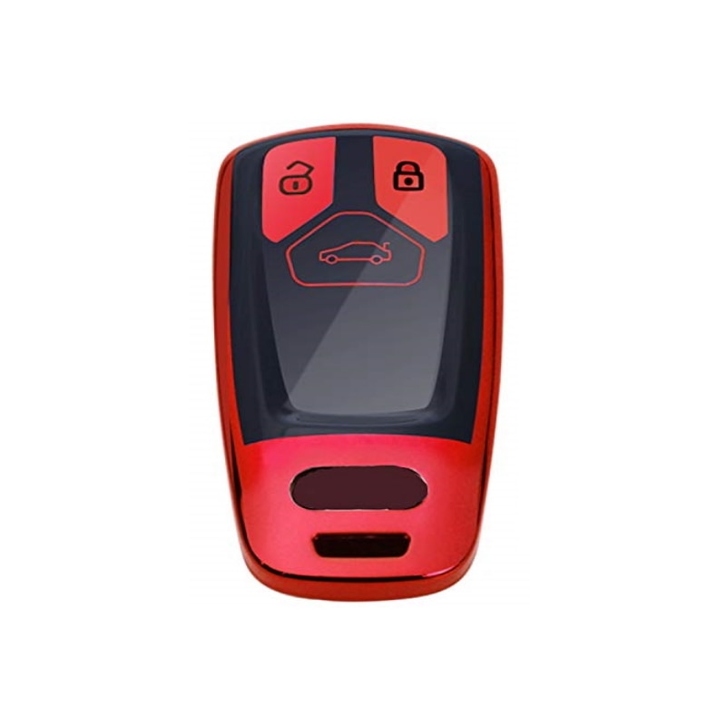 Husa Cheie Audi SmartKey TPU Rosu cu Negru