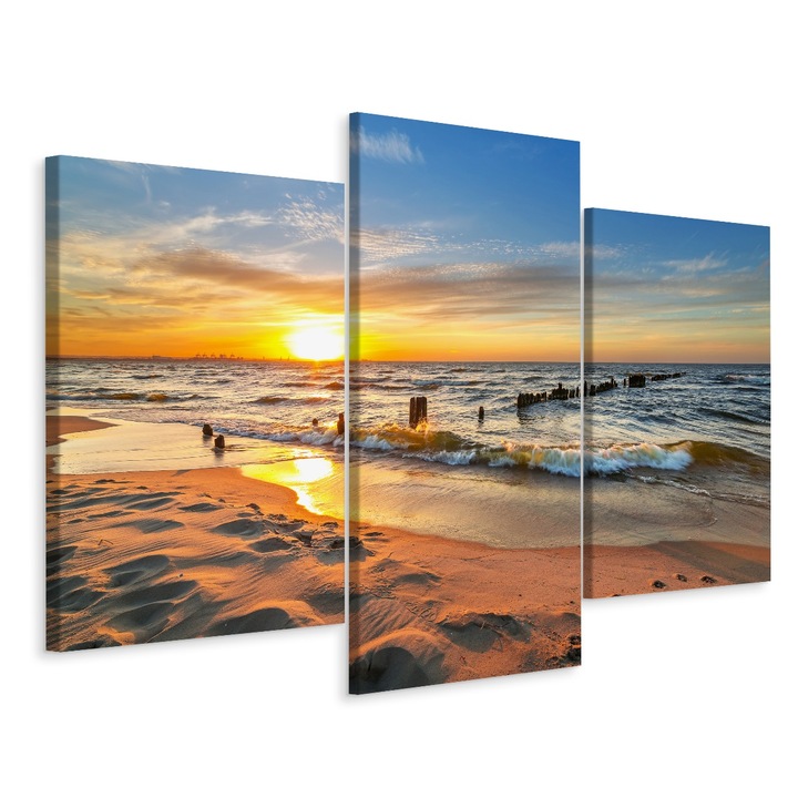 Комплект за рисуване от 3 части TRIPTIC Great Sunset 3D View 180cm x 120cm Модерни декорации за дома, пейзаж, модерен, креативен декор, декоративен