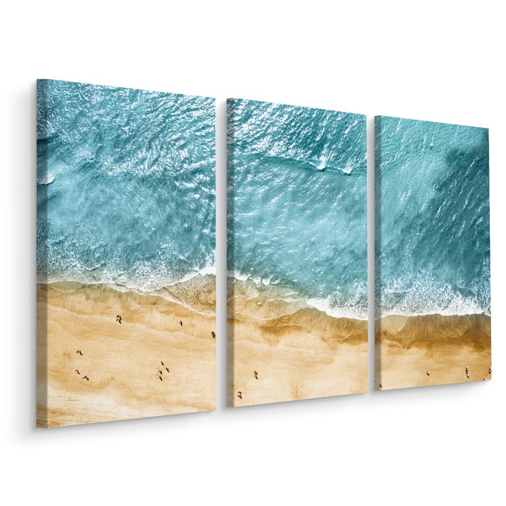 Set Tablou 3 Piese Triptic OCEAN Vedere Aeriana Efect 3D 150cm x 100cm Peisaj, Creative decor, Decorative, Canvas, Modern design