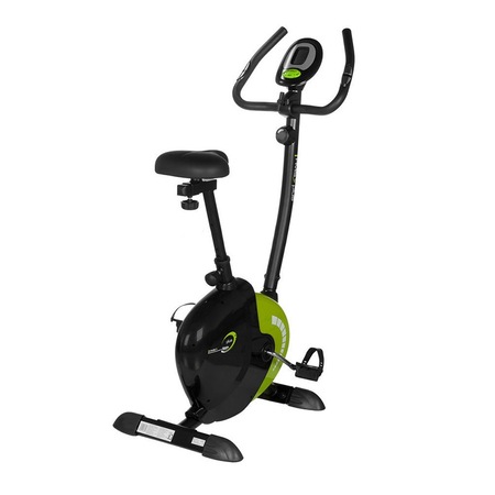 Bicicleta magnetica HMS 9239 negru cu verde, volanta 9 kg, greutate suportata 120 kg, 8 trepte de rezistenta la pedalare, display mare ce afiseaza mai multe functii in acelasi timp, puls la manere