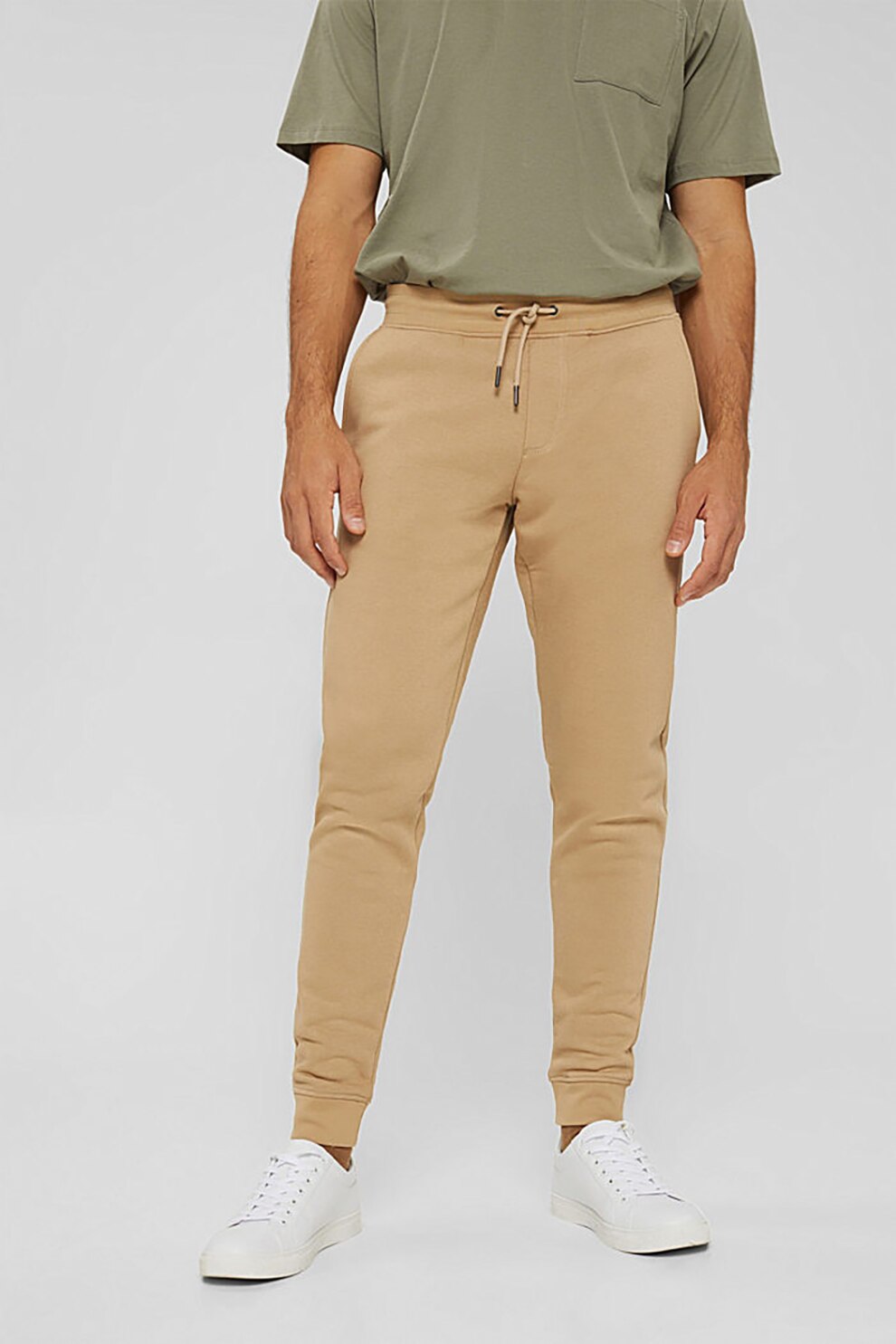 Esprit, Pantaloni conici cu snur, Bej