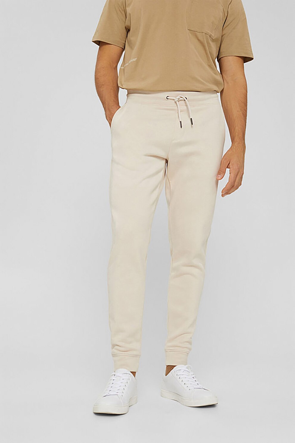 Esprit, Pantaloni conici cu snur, Crem