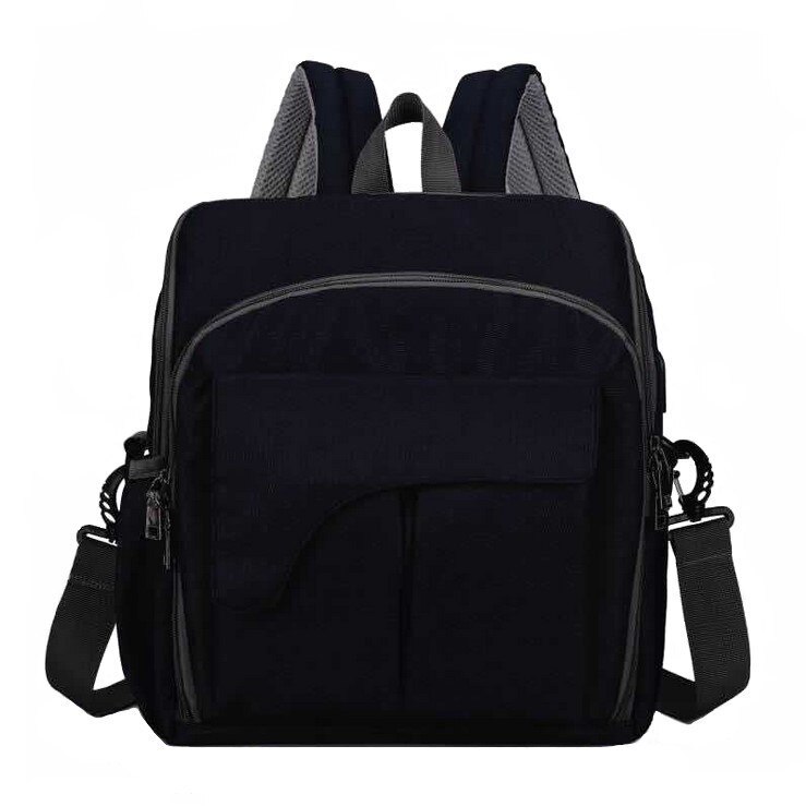 Rucsac multifunctional smart, impermeabil, suport scaun si organizator pentru mamici cu interfata USB, Escalate, 36x12x28 cm, Negru