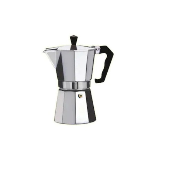 Alumínium vízforraló 150 ml, alumínium espresso kávéfőző, űrtartalom 3 csésze, biztonsági szelep, 15 x 7,7 cm, ezüst