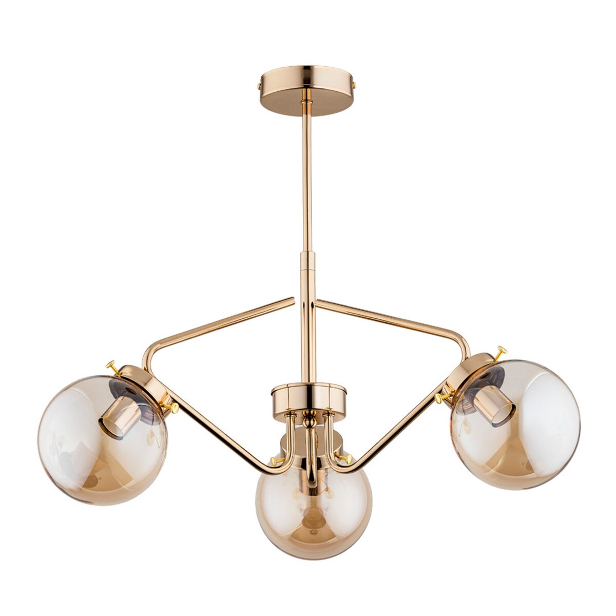 Plafoniera KINJA Klausen, 3xE14, Metal, Sticla, Auriu, Ambra, IP20