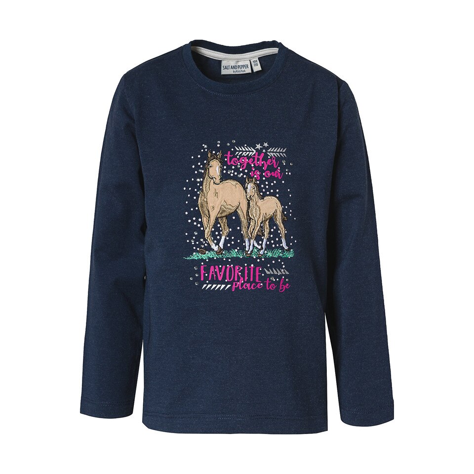 Bluza fete 'Favorite Place' Salt and Pepper, albastra, 104-110 cm