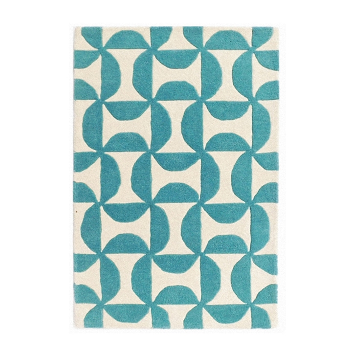 Covor, Bedora, Grace, 200x300 cm, 100% lana, turcoaz, finisat manual