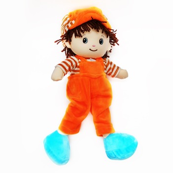 Papusa de Plus 40cm, Baietel in Salopeta Portocaliesi Sapca care spune Rugaciunea Papusa de Plus 40cm, Baietel in Salopeta Portocaliesi Sapca care spune Rugaciunea