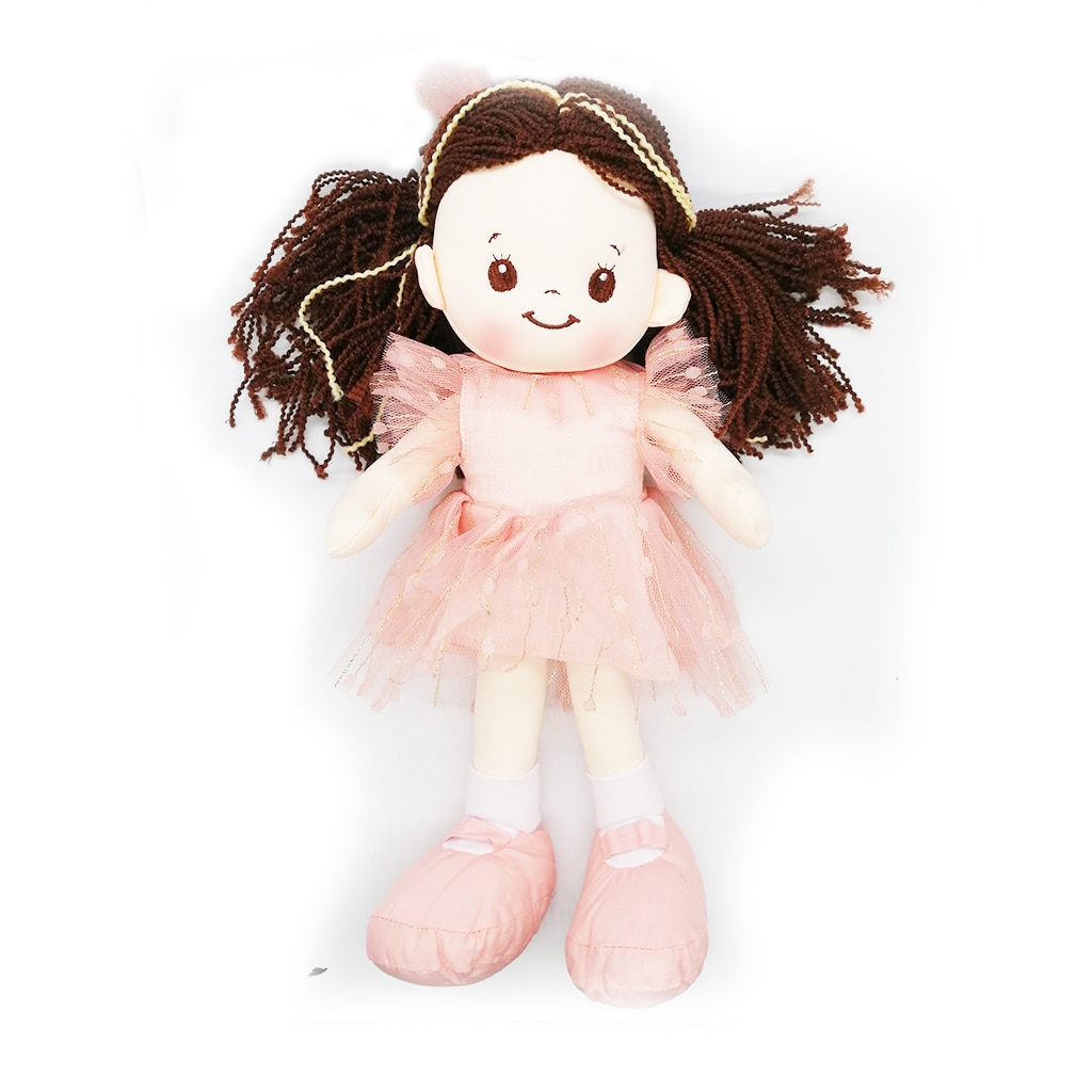 Papusa de Plus ADA, 40cm, in rochita cu dantela, care canta in Limba Romana