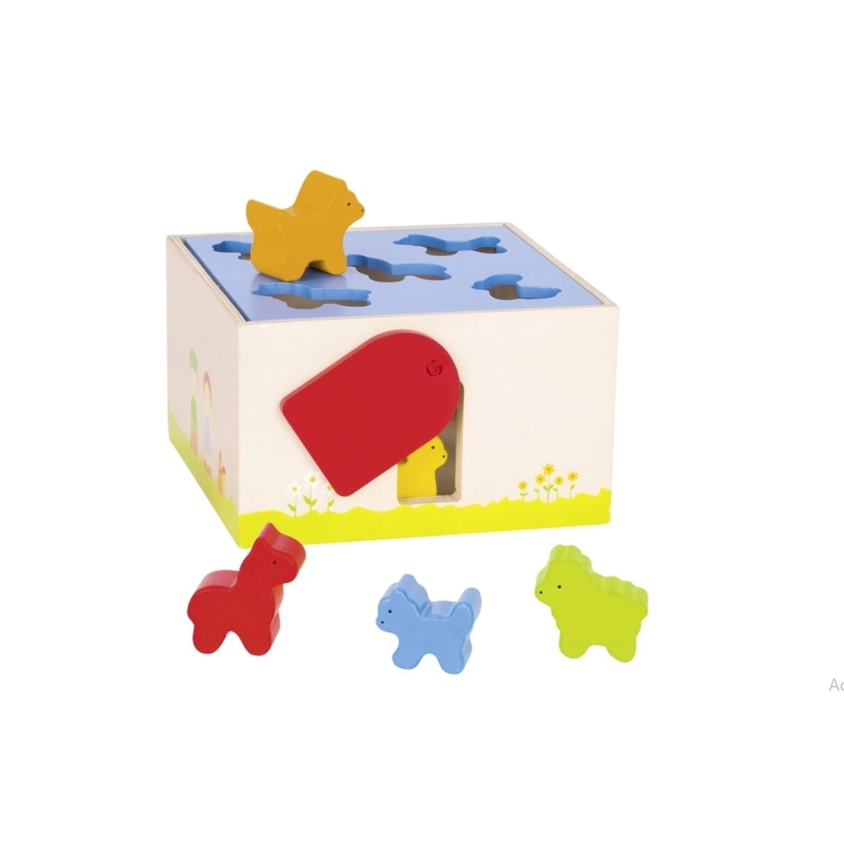 Set educativ multicolor - Cutiuta cu animalute, 7 piese, 16,5 x 16 x 9,5 cm