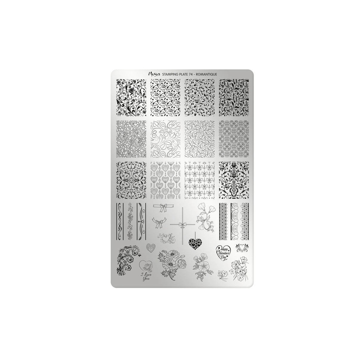Matrita pentru stampila Moyra, 074, Romantique, Gri-negru