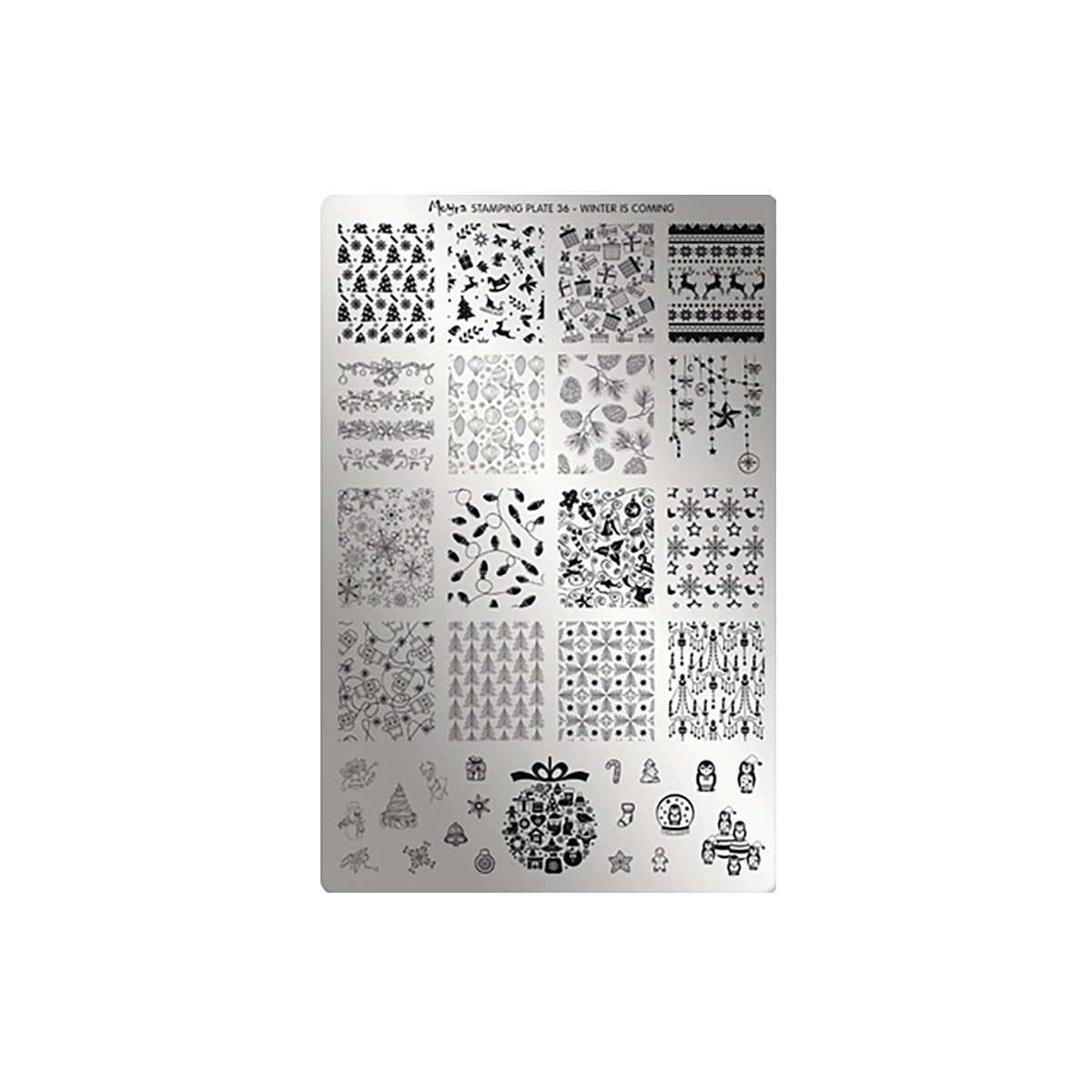 Matrita pentru stampila Moyra, 036, Winter is coming, Gri-negru