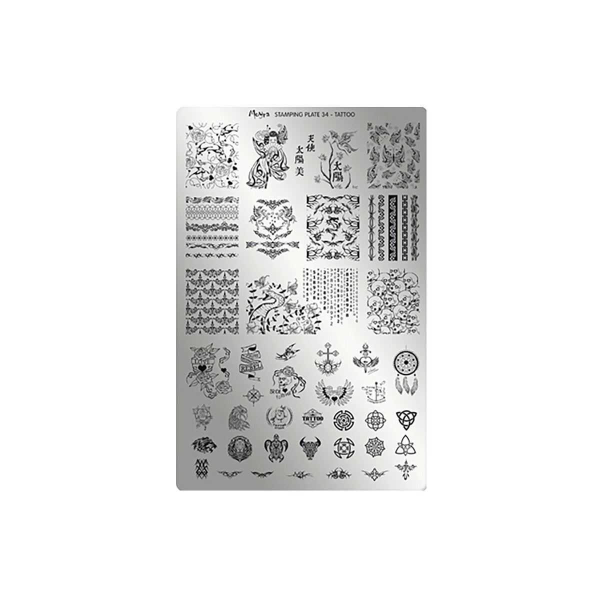 Matrita pentru stampila Moyra, 034, Tattoo, Gri-negru