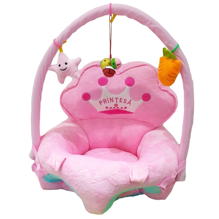 Fotoliu bebe cu spatar si arcada - Printesa roz - Krista® 53x53x50 cm
