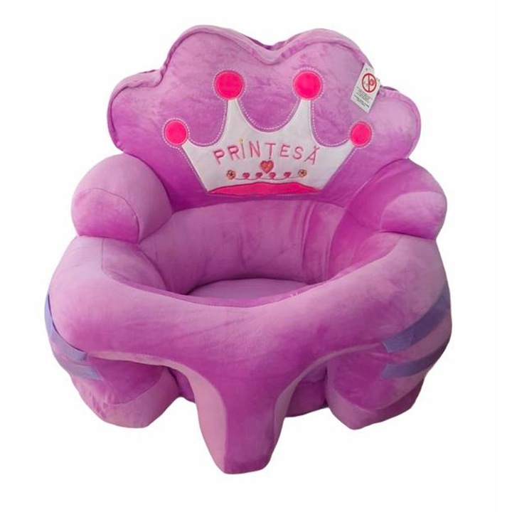 Fotoliu bebe cu spatar si arcada - Printesa mov - Krista® 53x53x50 cm