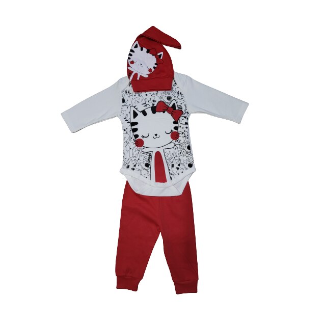 Set hainute 3 piese pentru bebe, Pisicuta