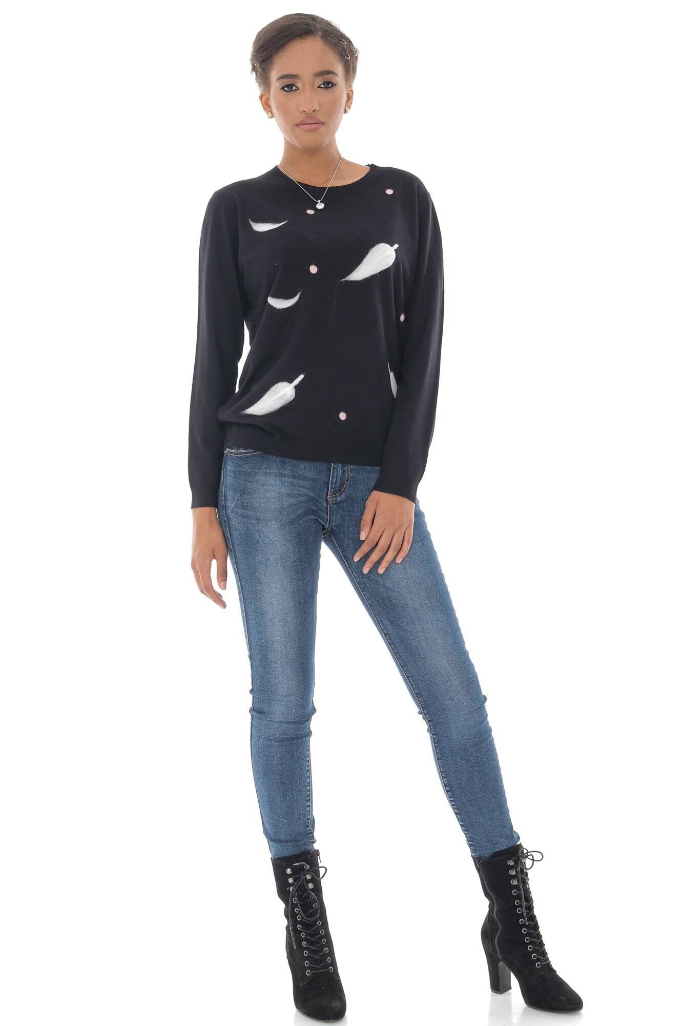 Pulover de dama, ROH BR2431, cu detalii pe partea din fata