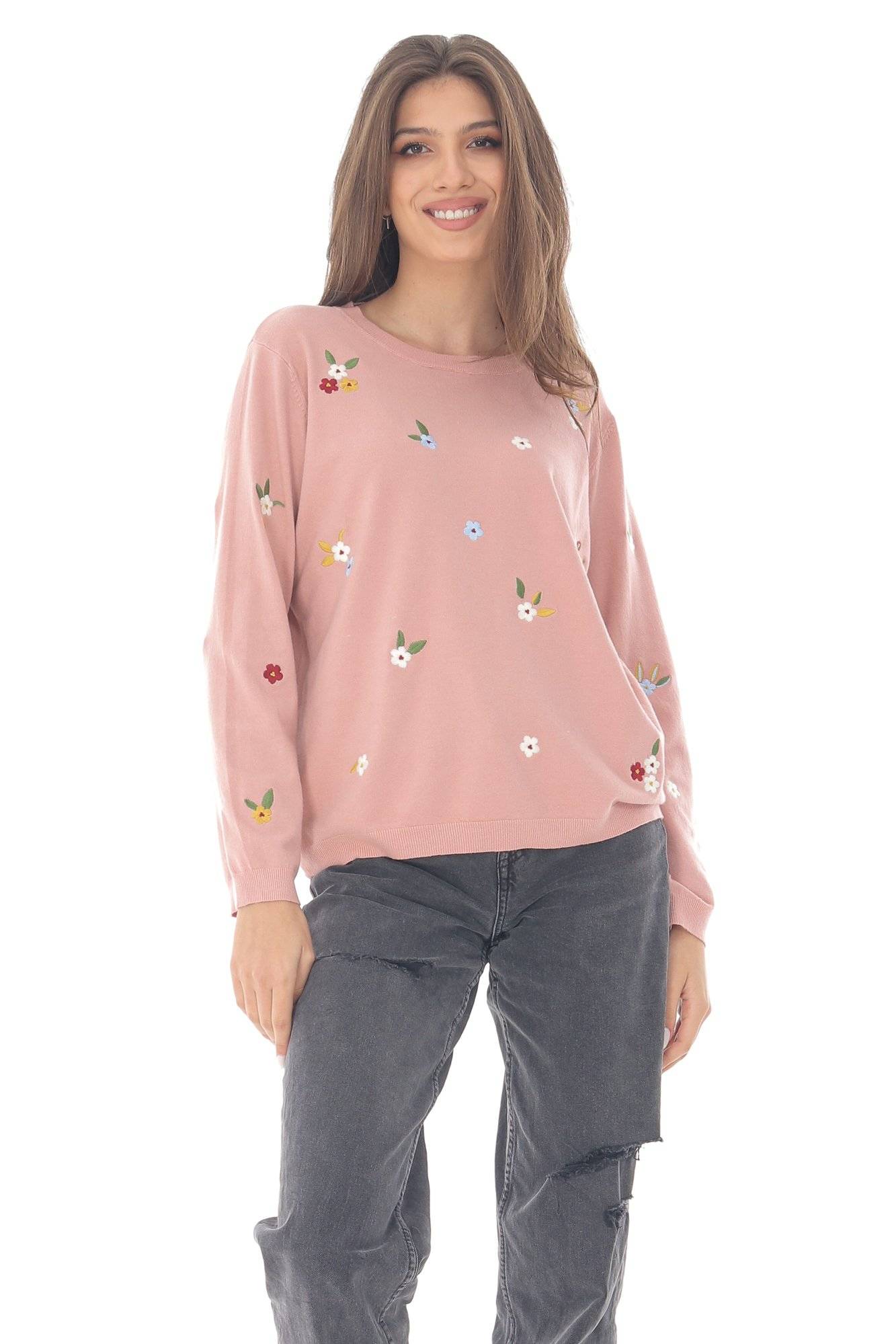 Pulover de dama, ROH BR2441, cu broderie delicata