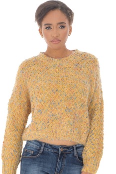 Pulover de dama, Roh BR2427, mustar, gros, ONESIZE Pulover de dama, Roh BR2427, mustar, gros, ONESIZE