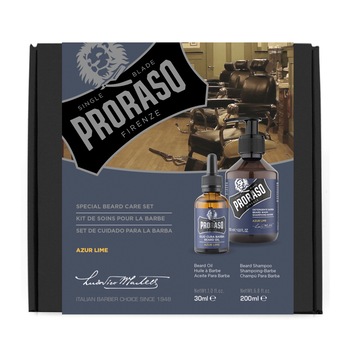 Set pentru ingrijirea barbii cu ulei 30 ml si sampon de barba 200 ml, Proraso, Azur Lime Duo Pack Set pentru ingrijirea barbii cu ulei 30 ml si sampon de barba 200 ml, Proraso, Azur Lime Duo Pack