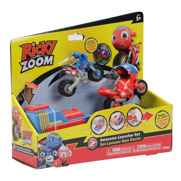 TOMY Ricky Zoom kilövő készlet 2 szuperhős stíl. fig.