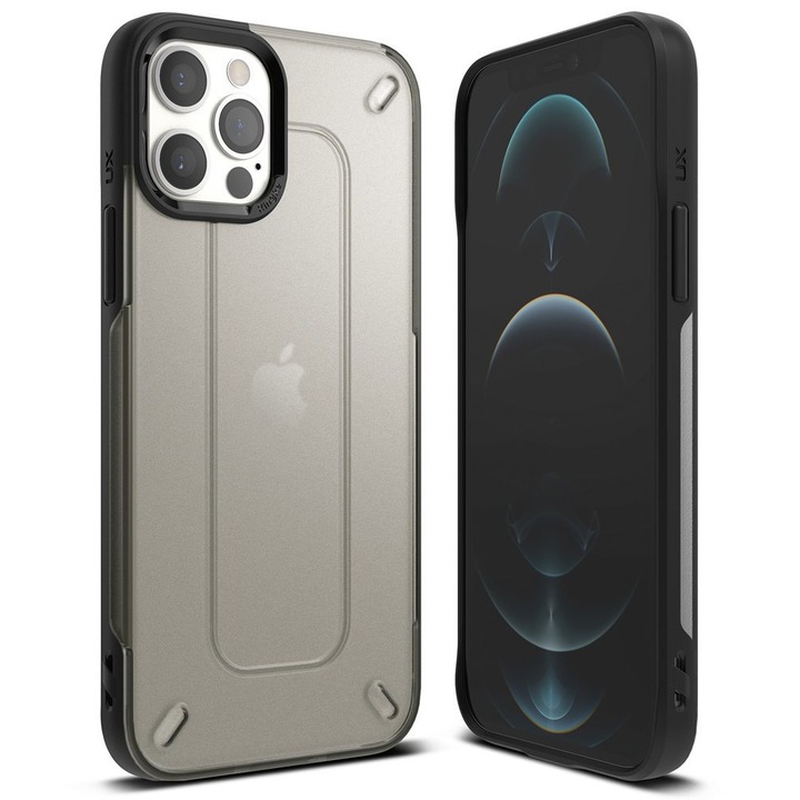 Apple iPhone 12 / 12 Pro Ringke UX ütésálló műanyag hátlap tok szilikon kerettel, MIL-STD, Szürke