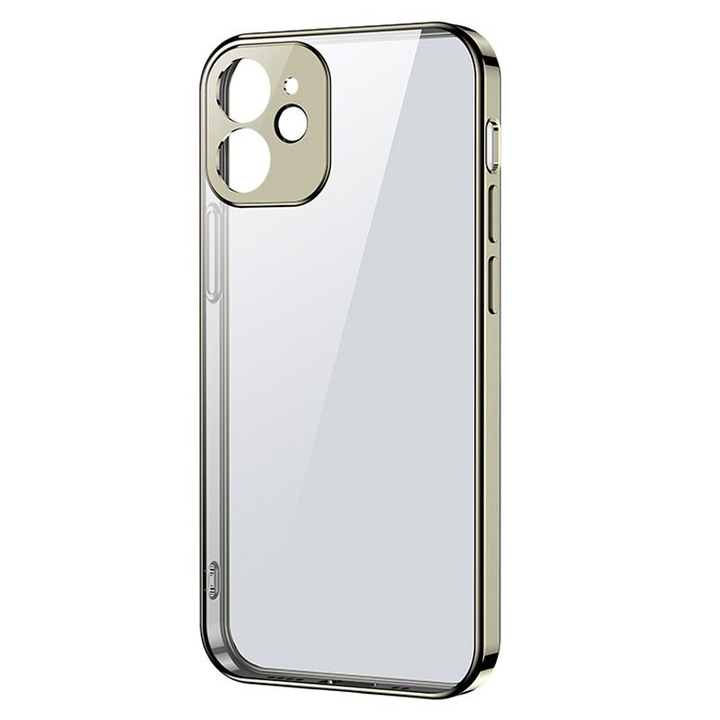 Apple iPhone 12 / 12 Pro Joyroom New Beauty Series ultravékony szilikon tok, Átlátszó/Arany