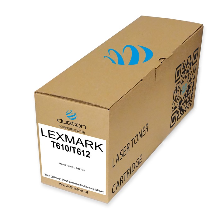 Cartus toner Duston, 12A5845, Compatibil cu Lexmark T610 T612 T614 T616, 21000 pagini, Negru