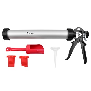 Set pistol pentru silicon din aluminiu cu accesorii, Geko G00667 Set pistol pentru silicon din aluminiu cu accesorii, Geko G00667