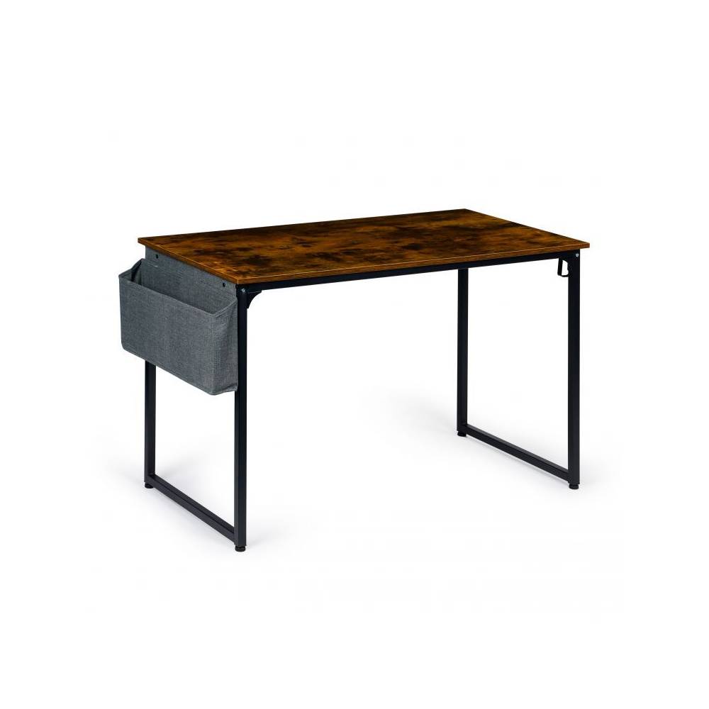 Birou Bigshot BSCD12WDBR cu Sac Lateral, Picioare Metalice Negre, 120 x 60 x 73.5 cm, Maro Inchis